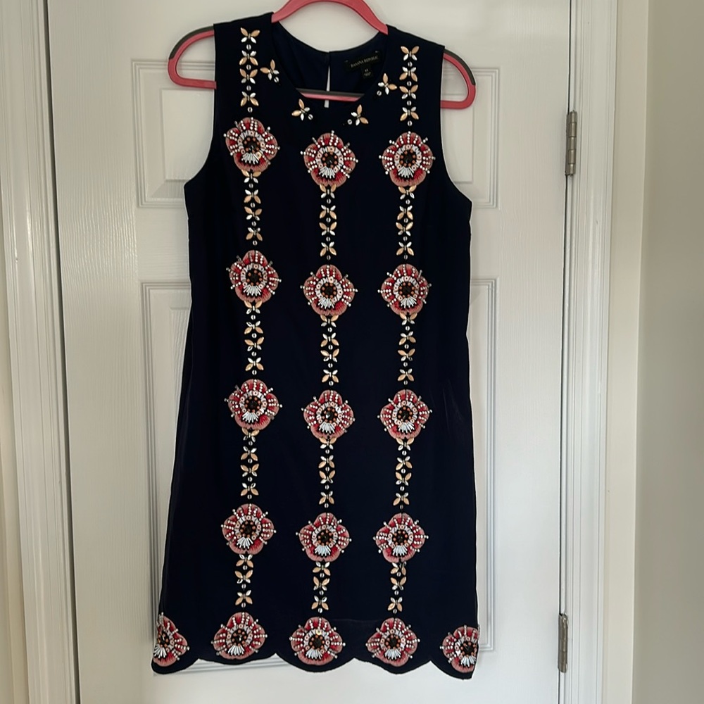 Banana Republic Navy Beaded Shift Dress